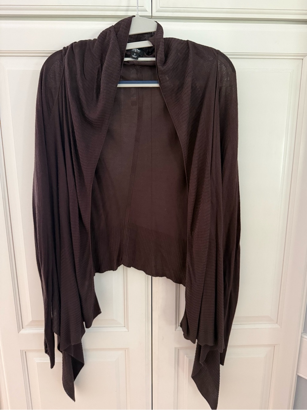 Massimo Brown Draped Open-Front Cardigan